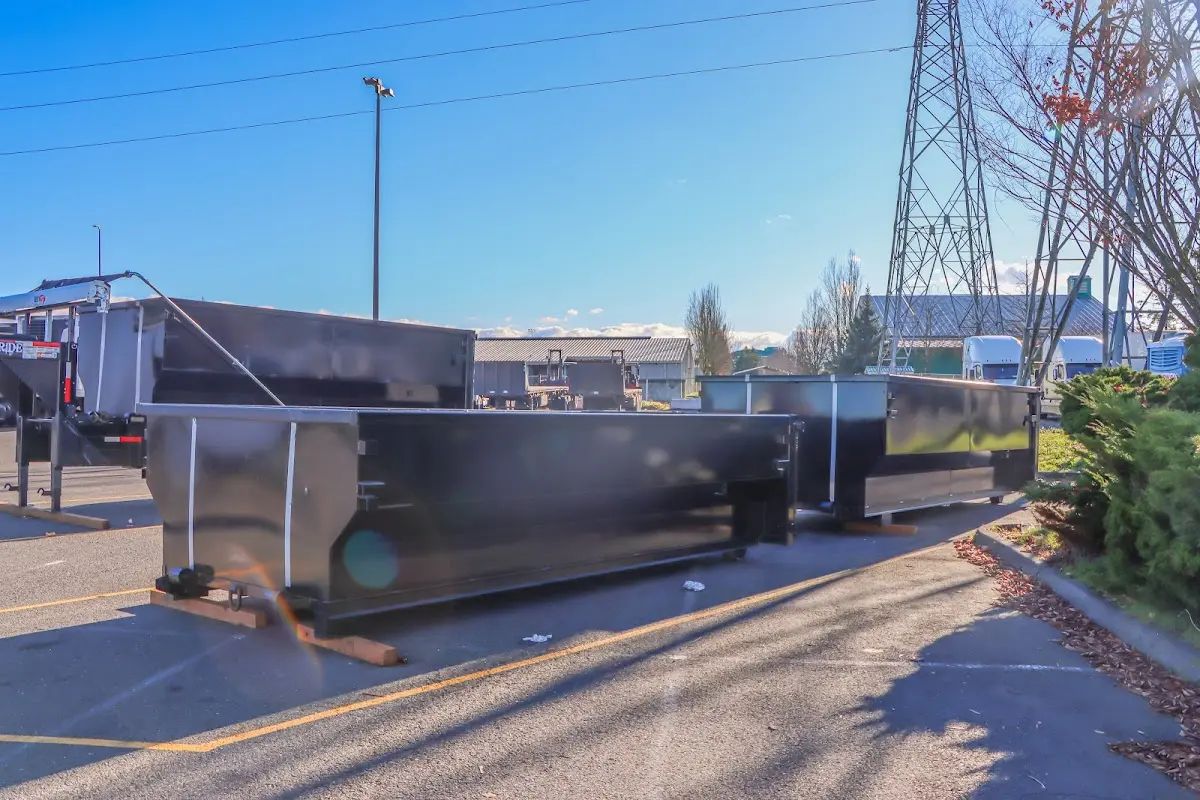 Roll-off dumpster ready for waste disposal at job site for 20 Yard Dumpster Rental in Duvall